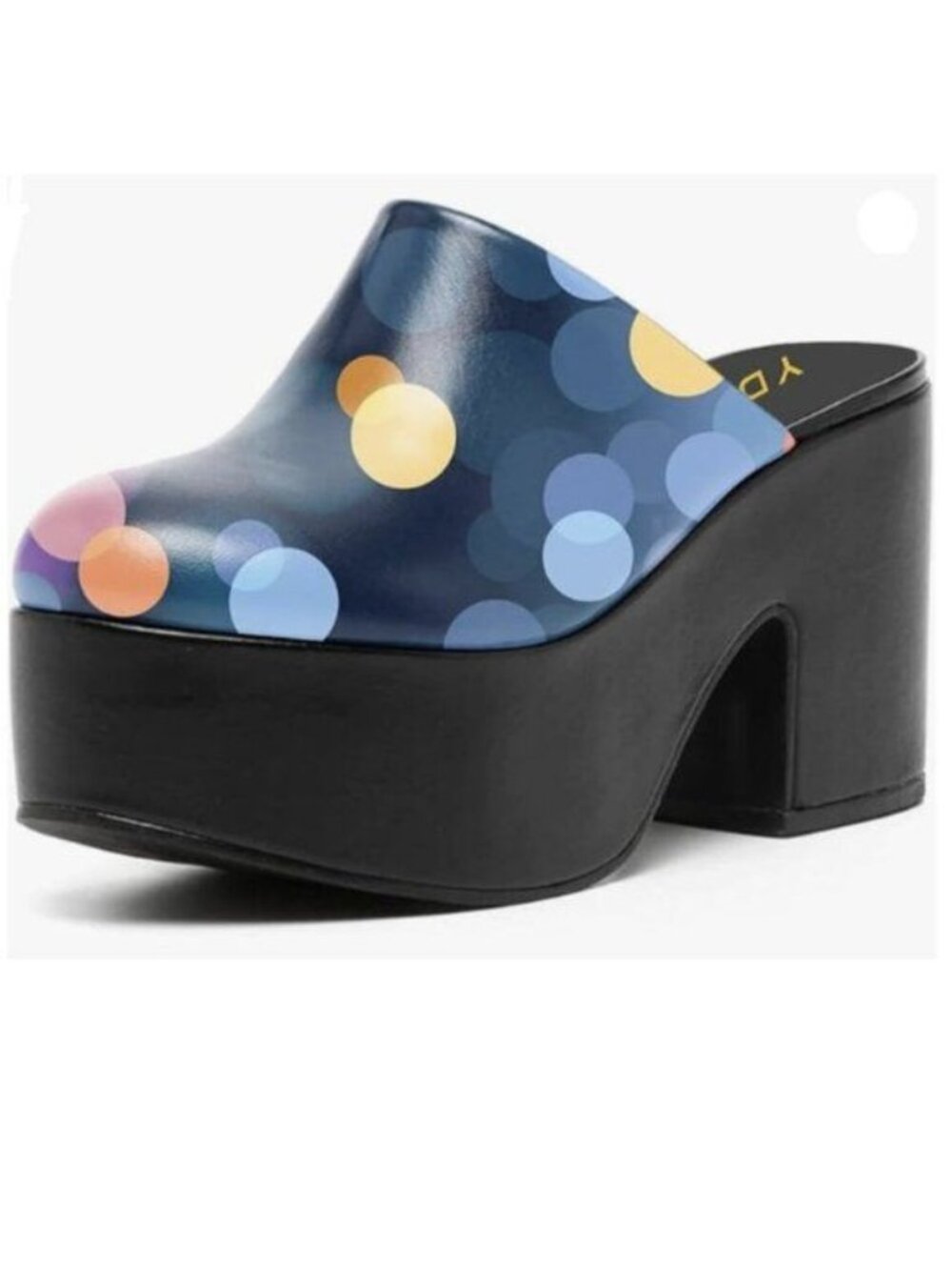 YDN Women Casual Block Heel Mules Cozy Platform Chunky Sandals Closed Toe Blue